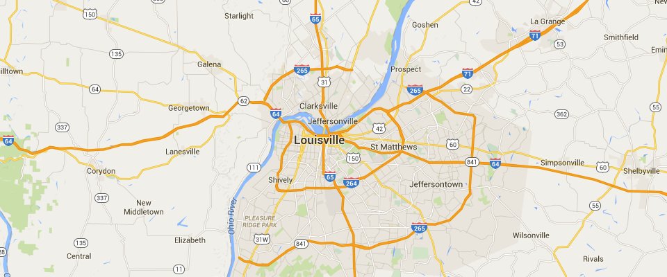 Louisville Dumpster Rental Service Area Map